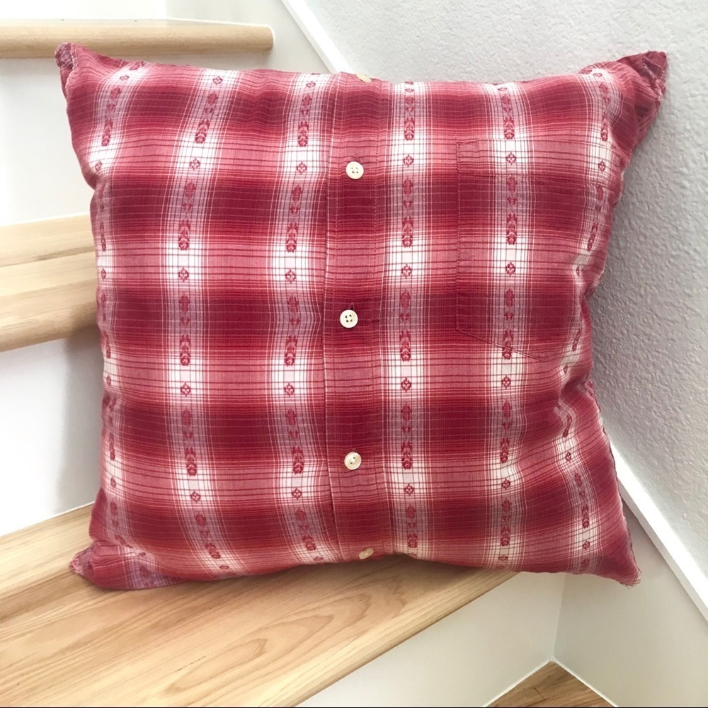 NEW Handmade Red Plaid Throw Pillow 20x20